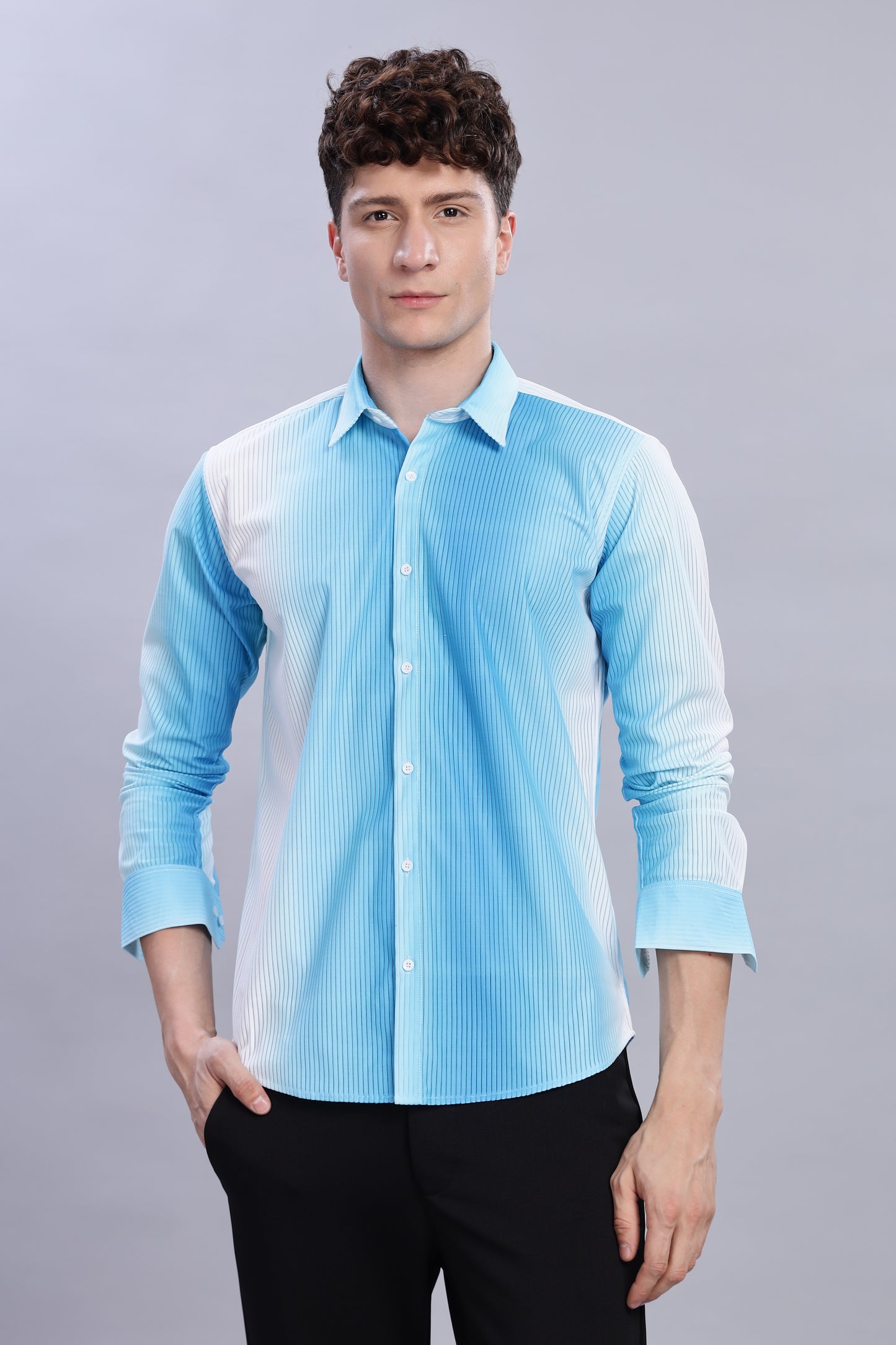 Sky Blue Shadow White Shirt