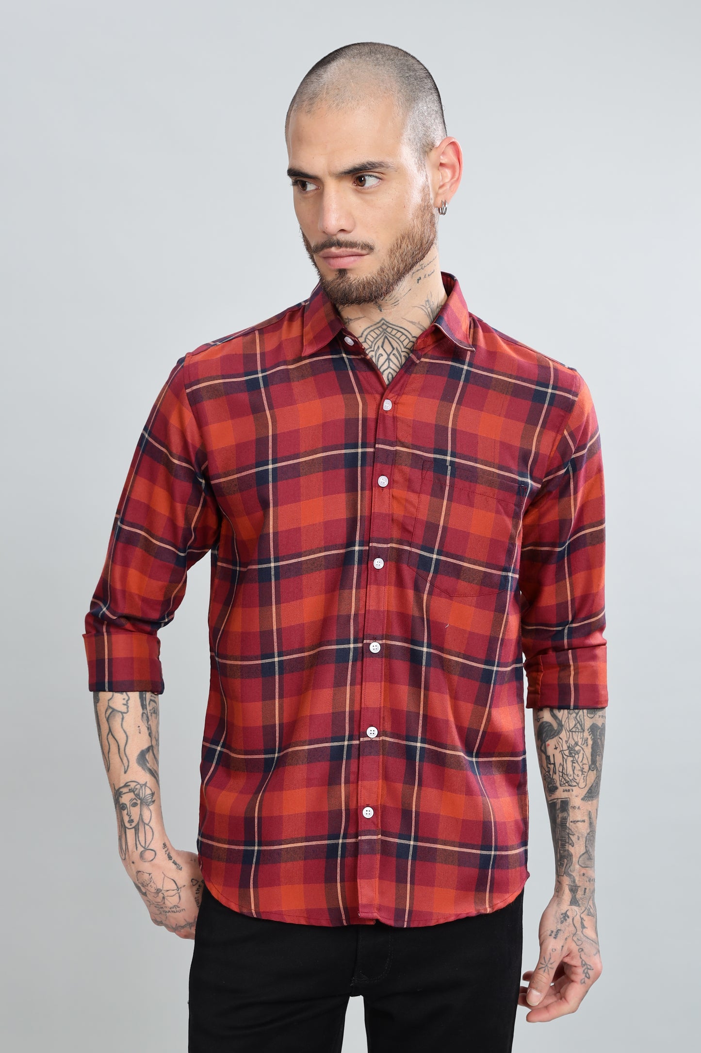 Red Checks Full Sleeves Shirt