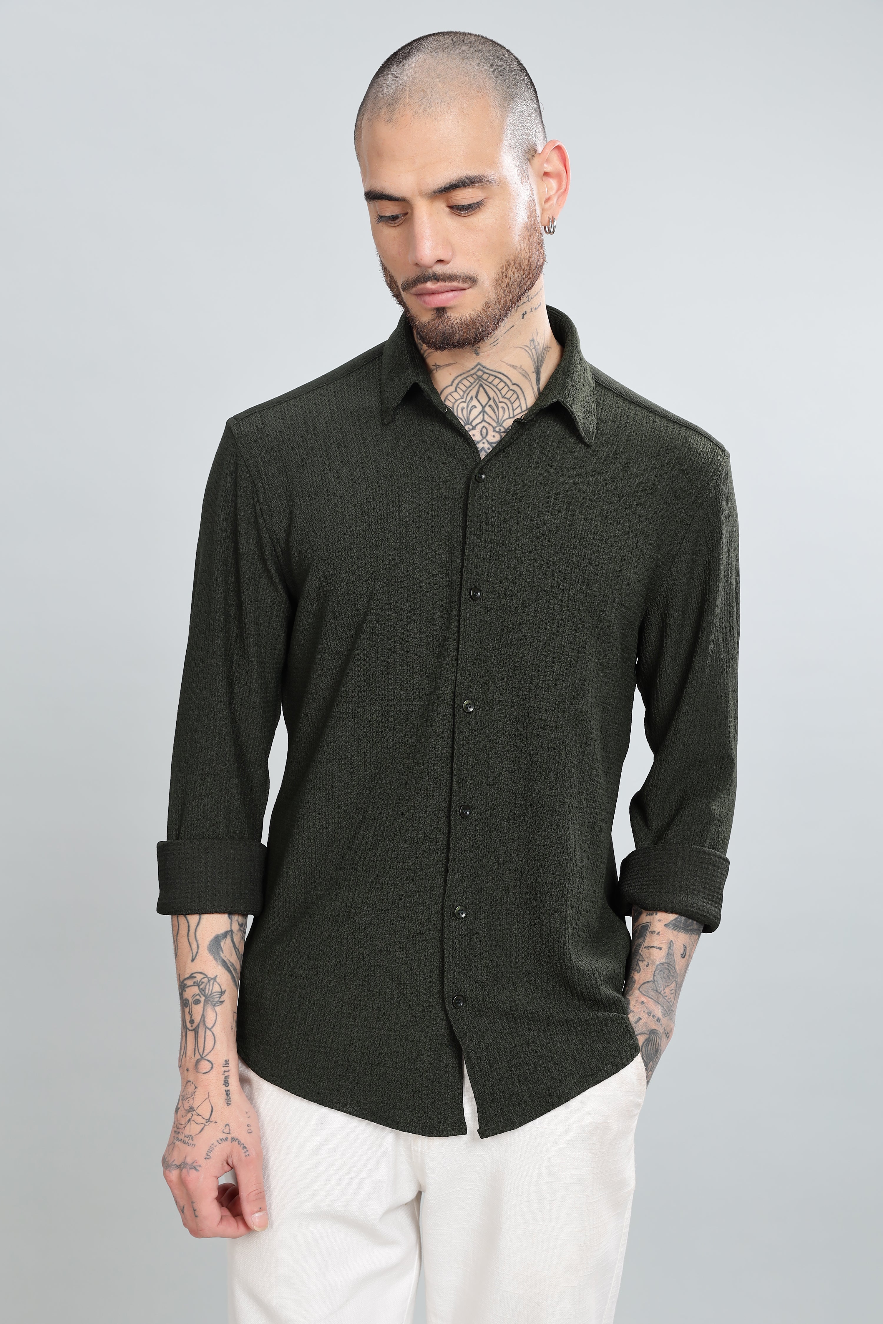 Olive Green Full sleeves shirts