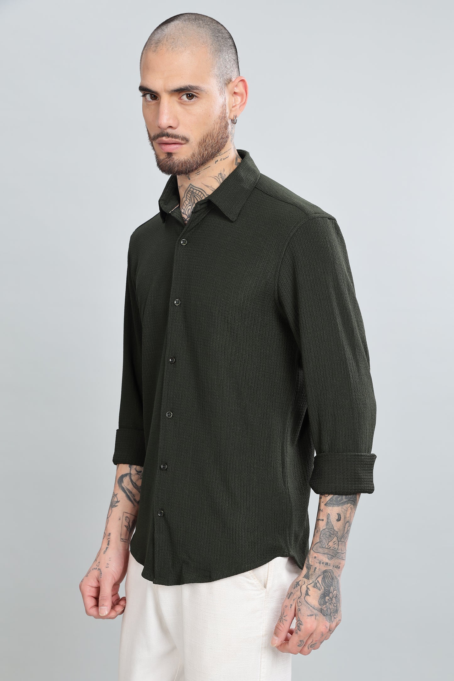 Olive Green Full sleeves shirts