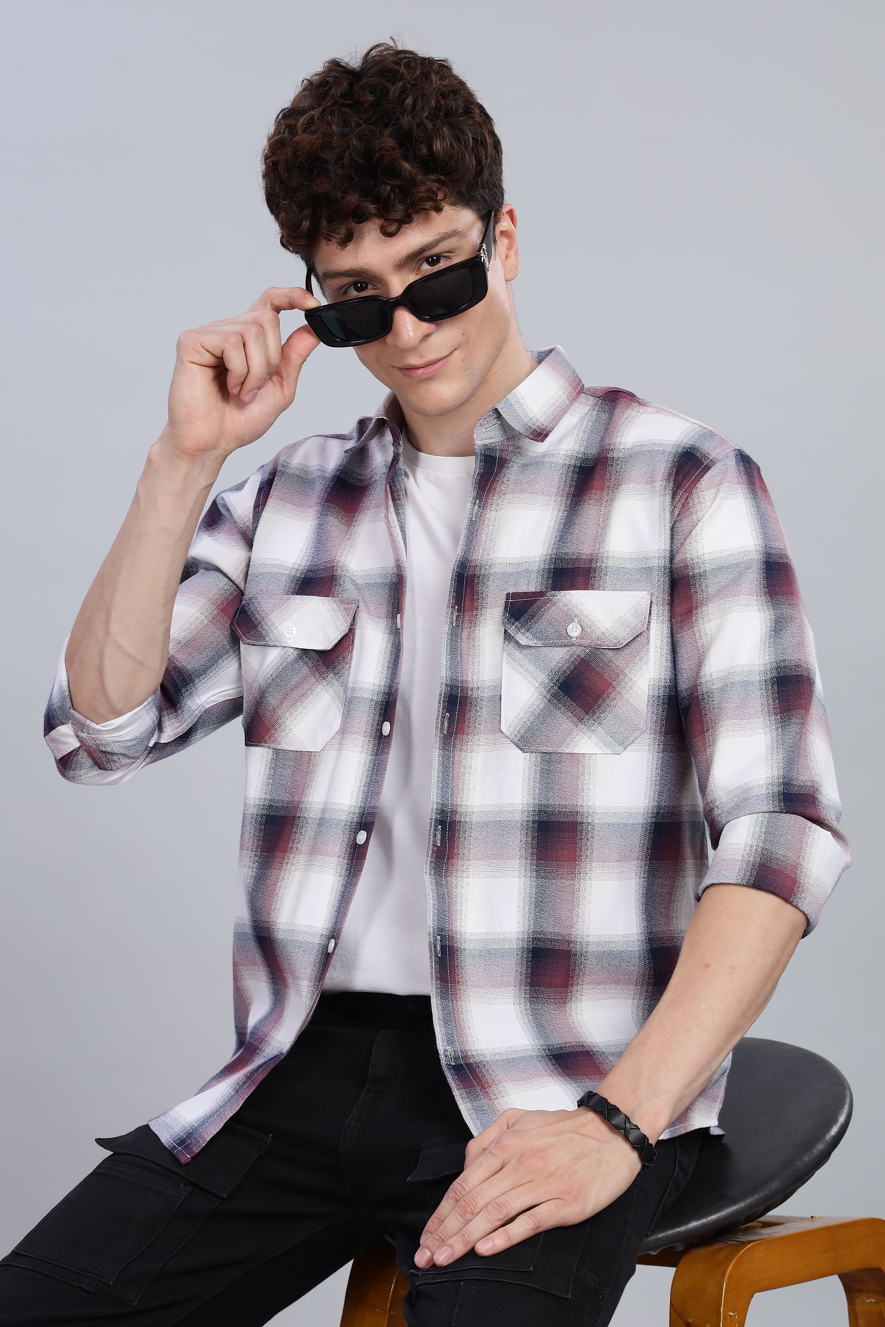 Redish Moss Cotton Streetwear Flannel Checks