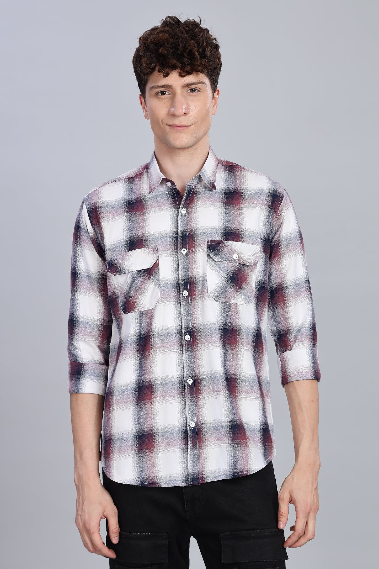 Redish Moss Cotton Streetwear Flannel Checks