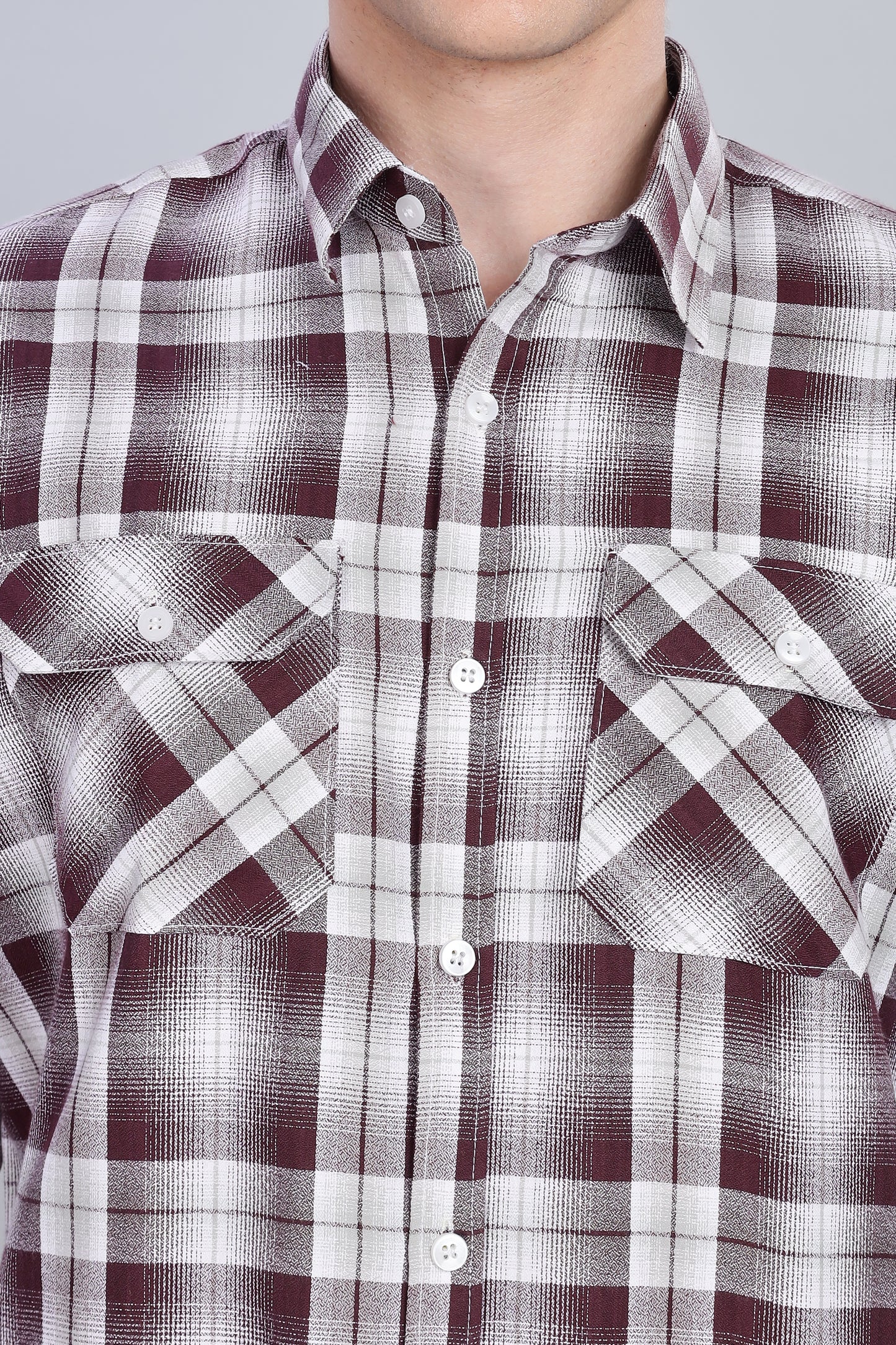 Dusky Maroon Moss Cotton Streetwear Flannel Checks