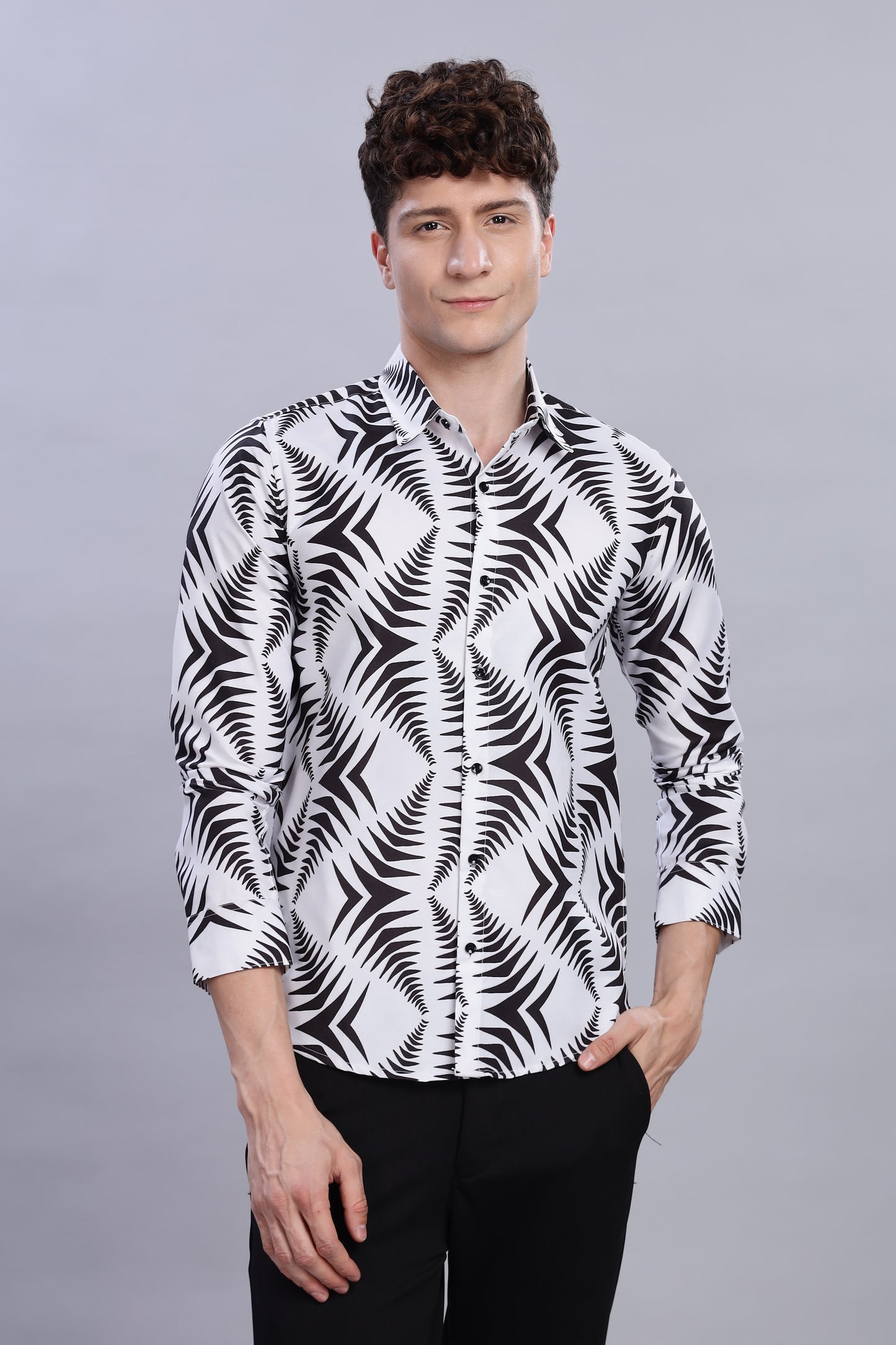 Oxford print Arrow Wave White Shirt (slim fit)