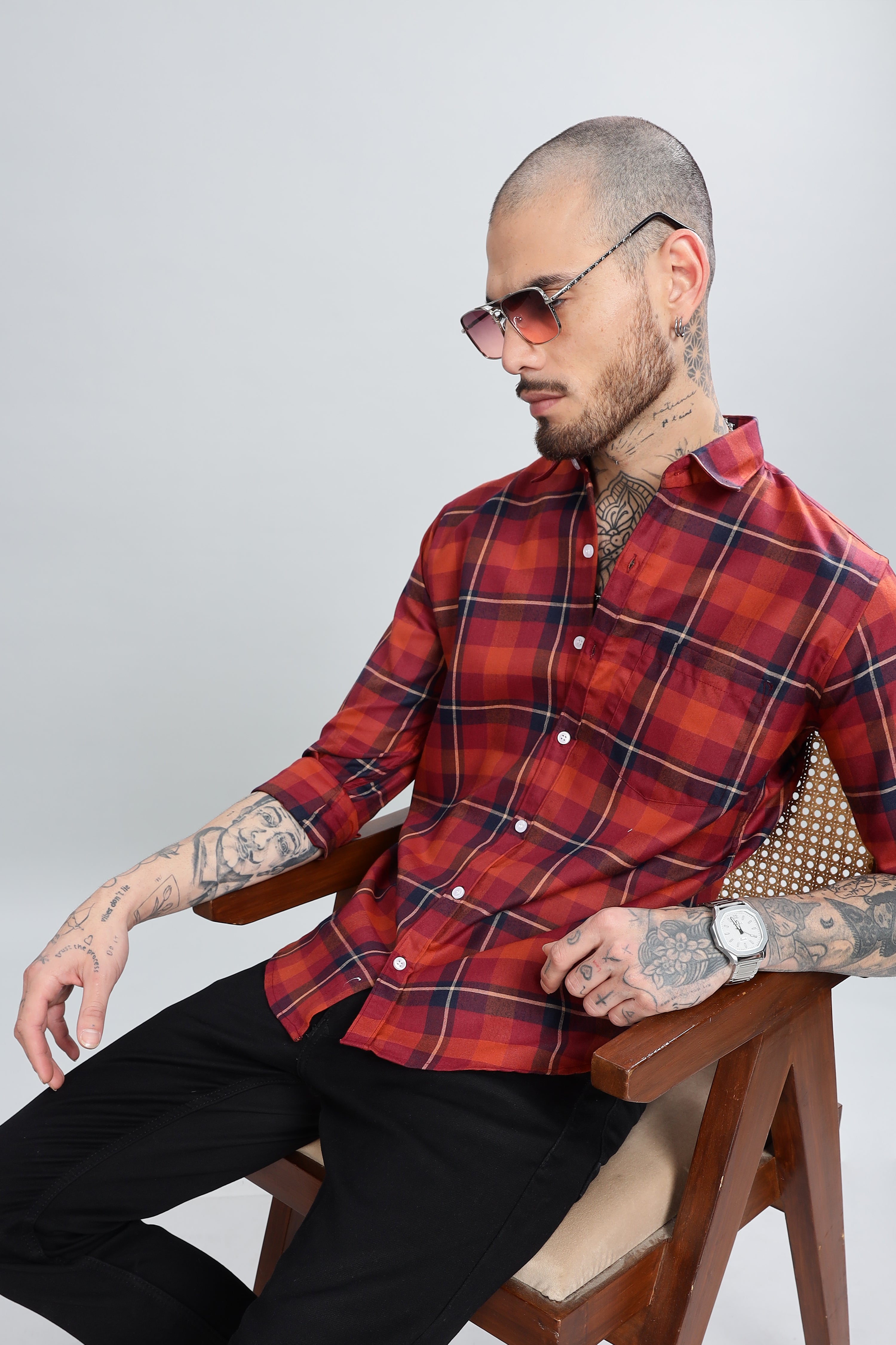 Red Checks Full Sleeves Shirt