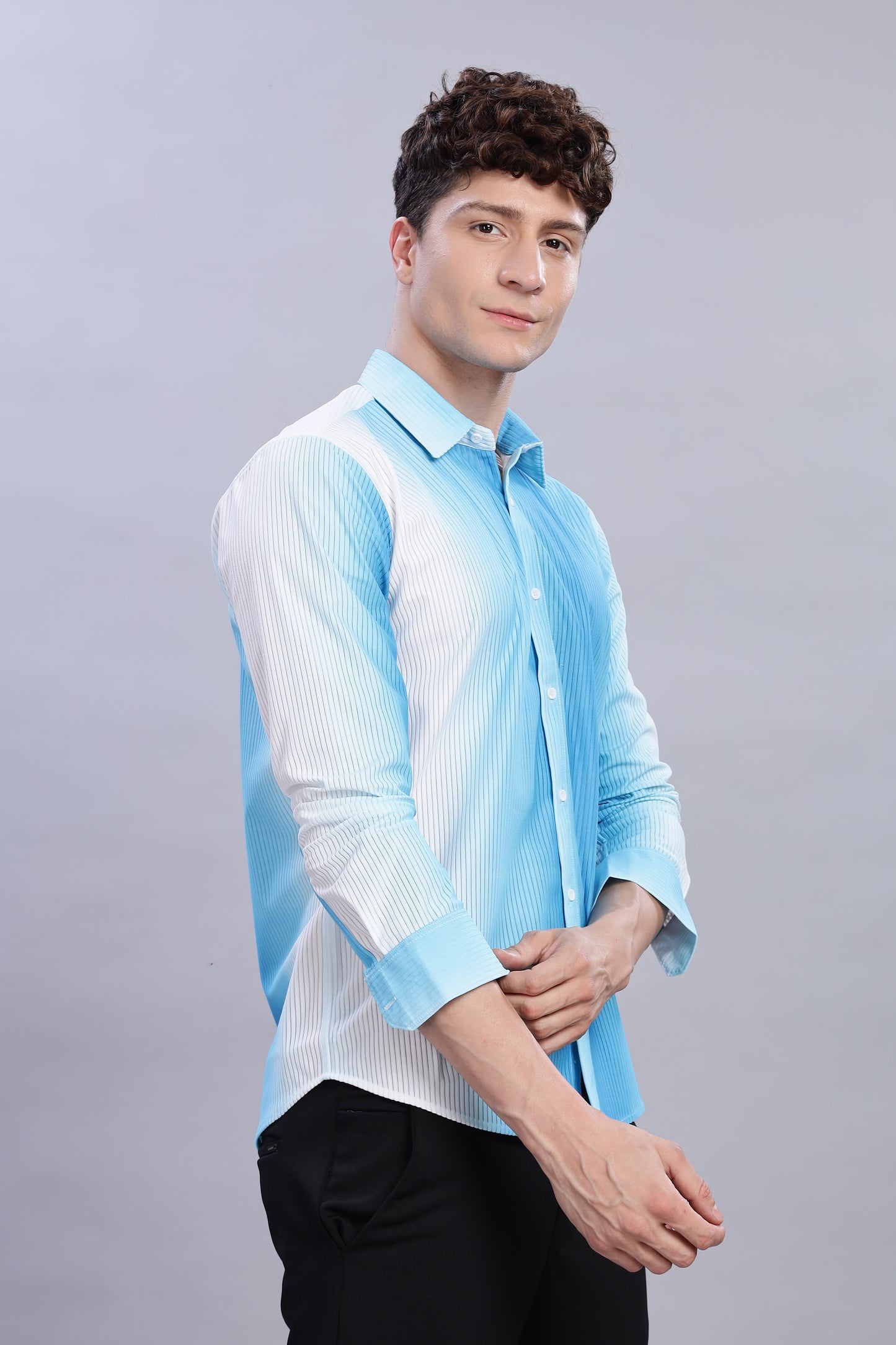 Sky Blue Shadow White Shirt