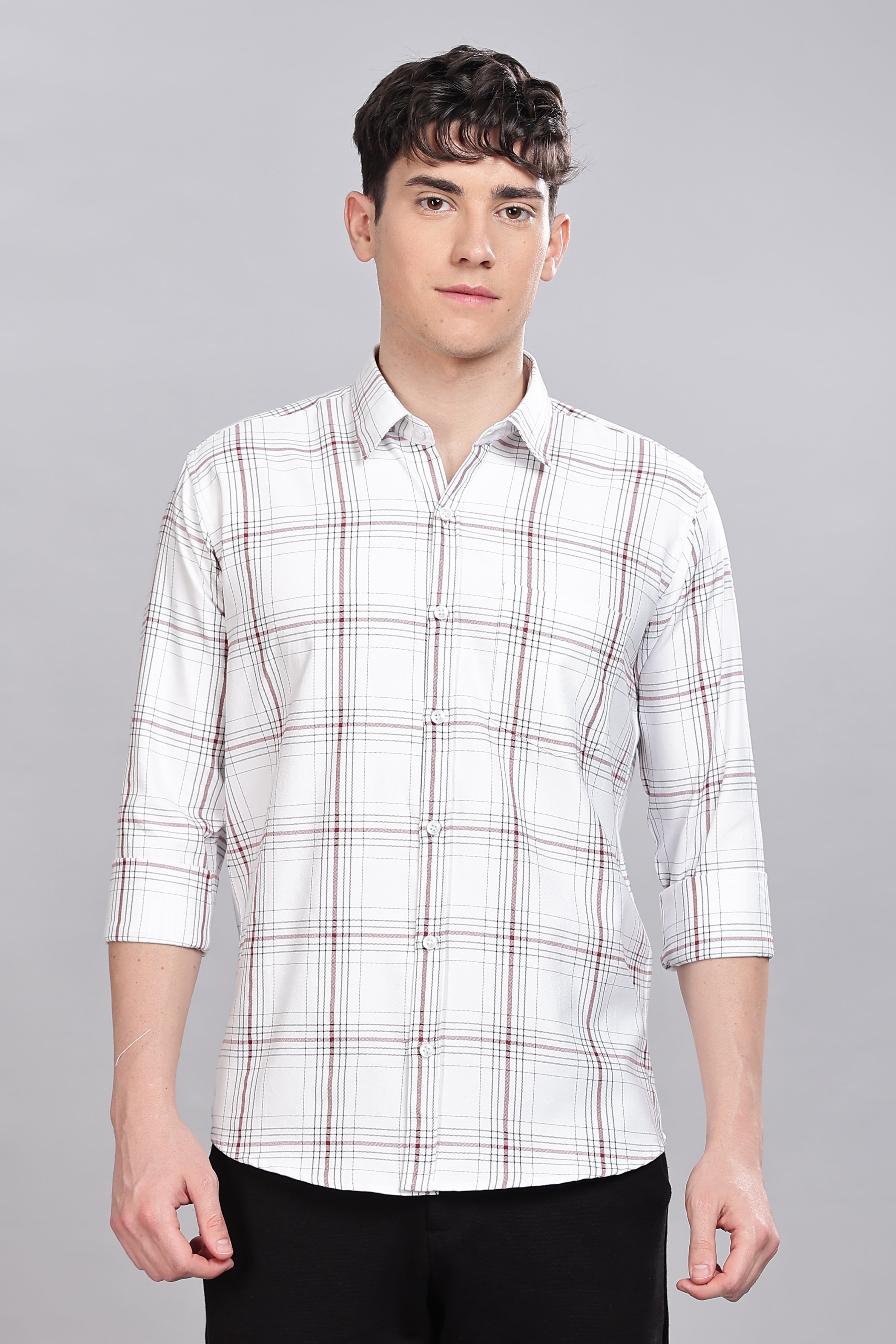 White Checks Full Sleeves Shirt