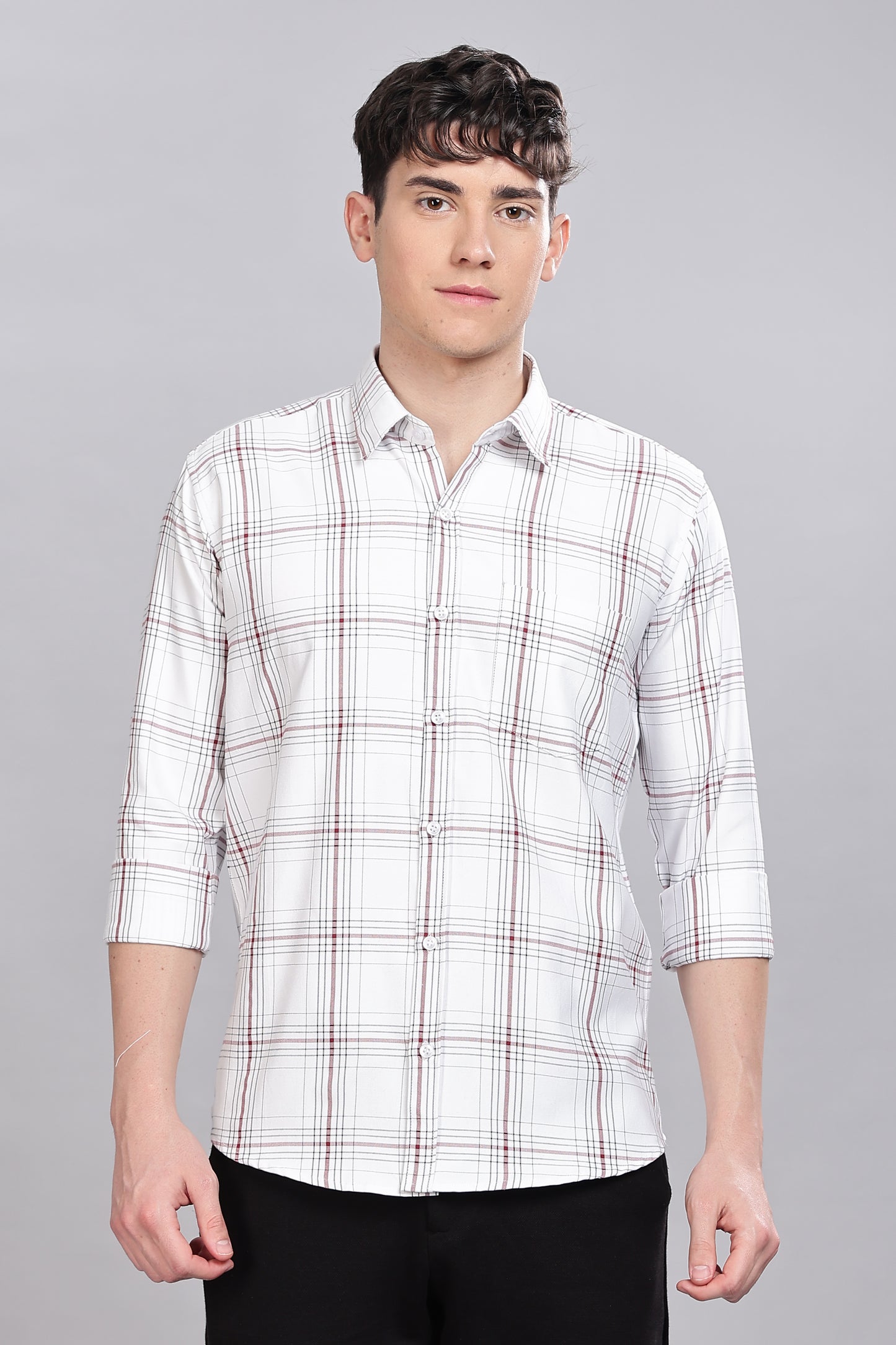 White Checks Full Sleeves Shirt