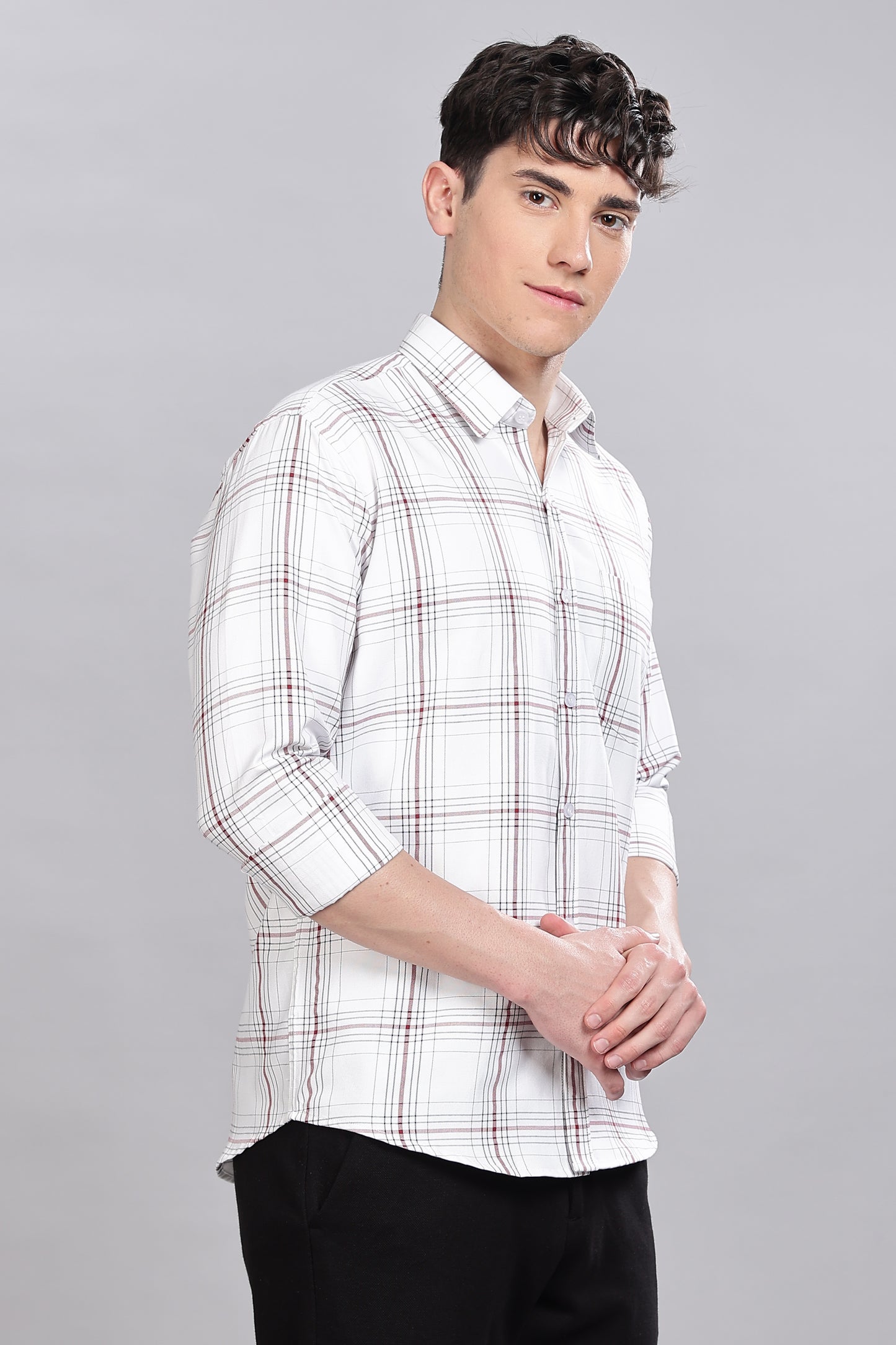 White Checks Full Sleeves Shirt