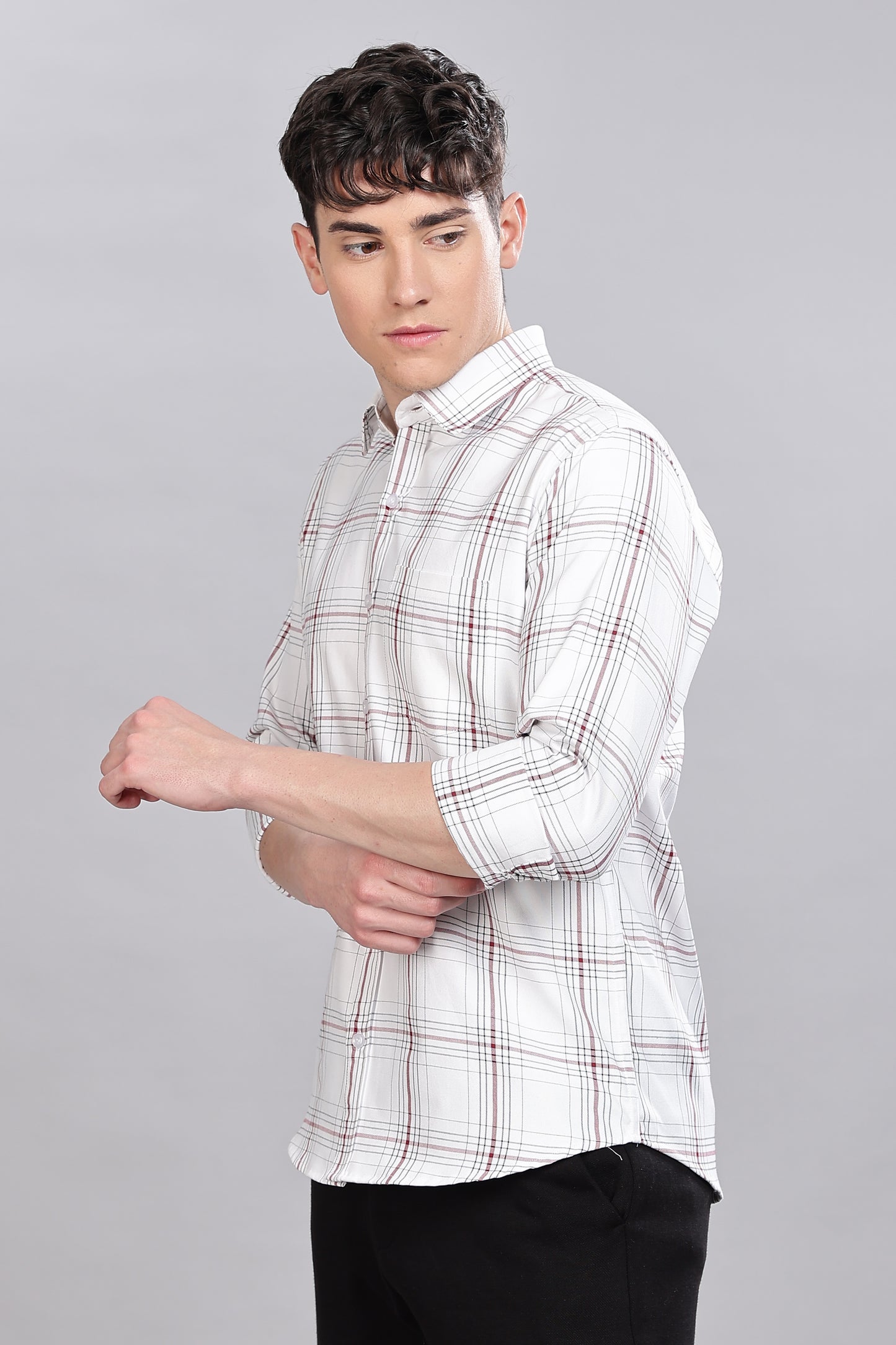 White Checks Full Sleeves Shirt