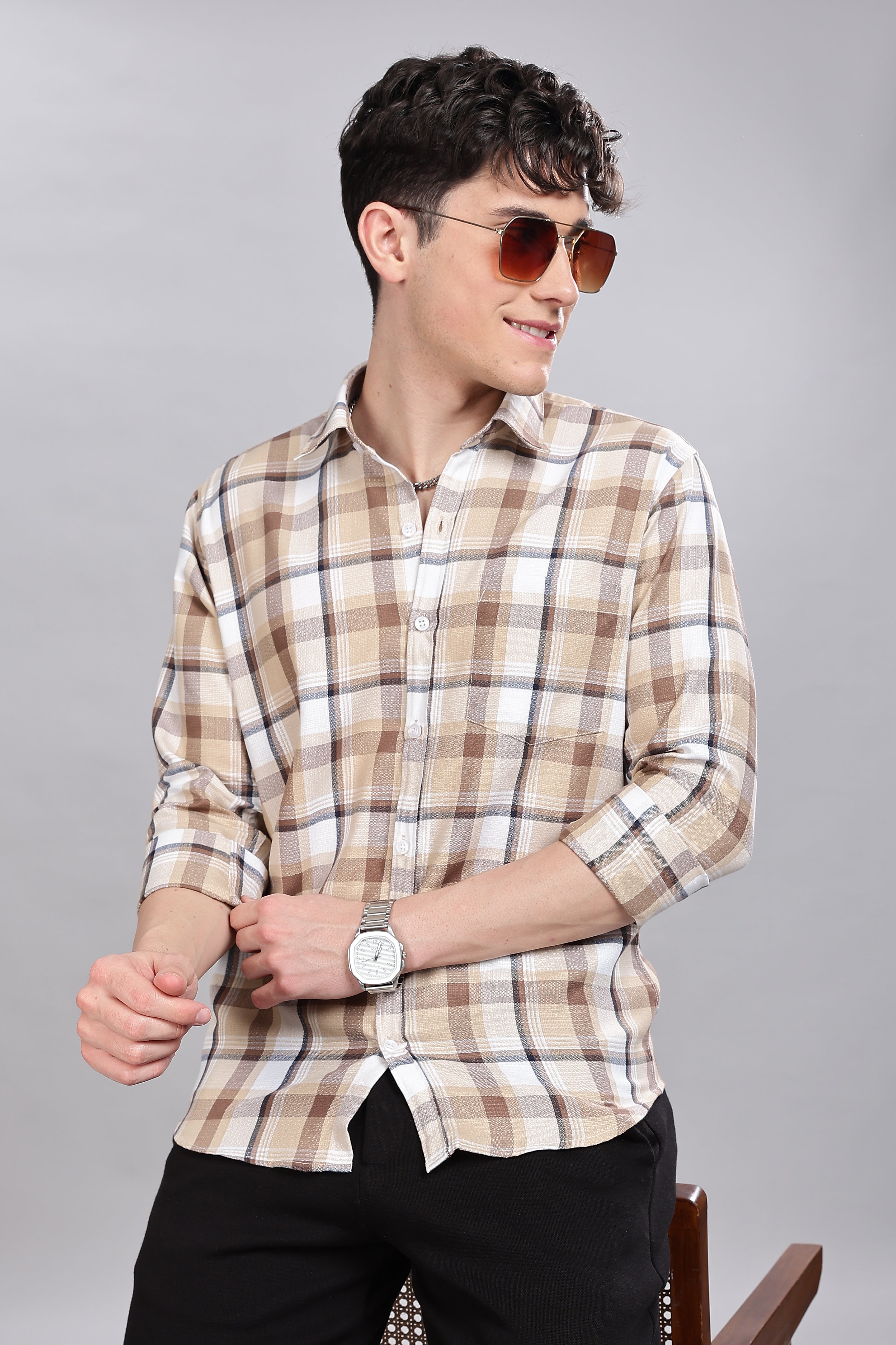 Bronze Checks Full Sleeves Shirt