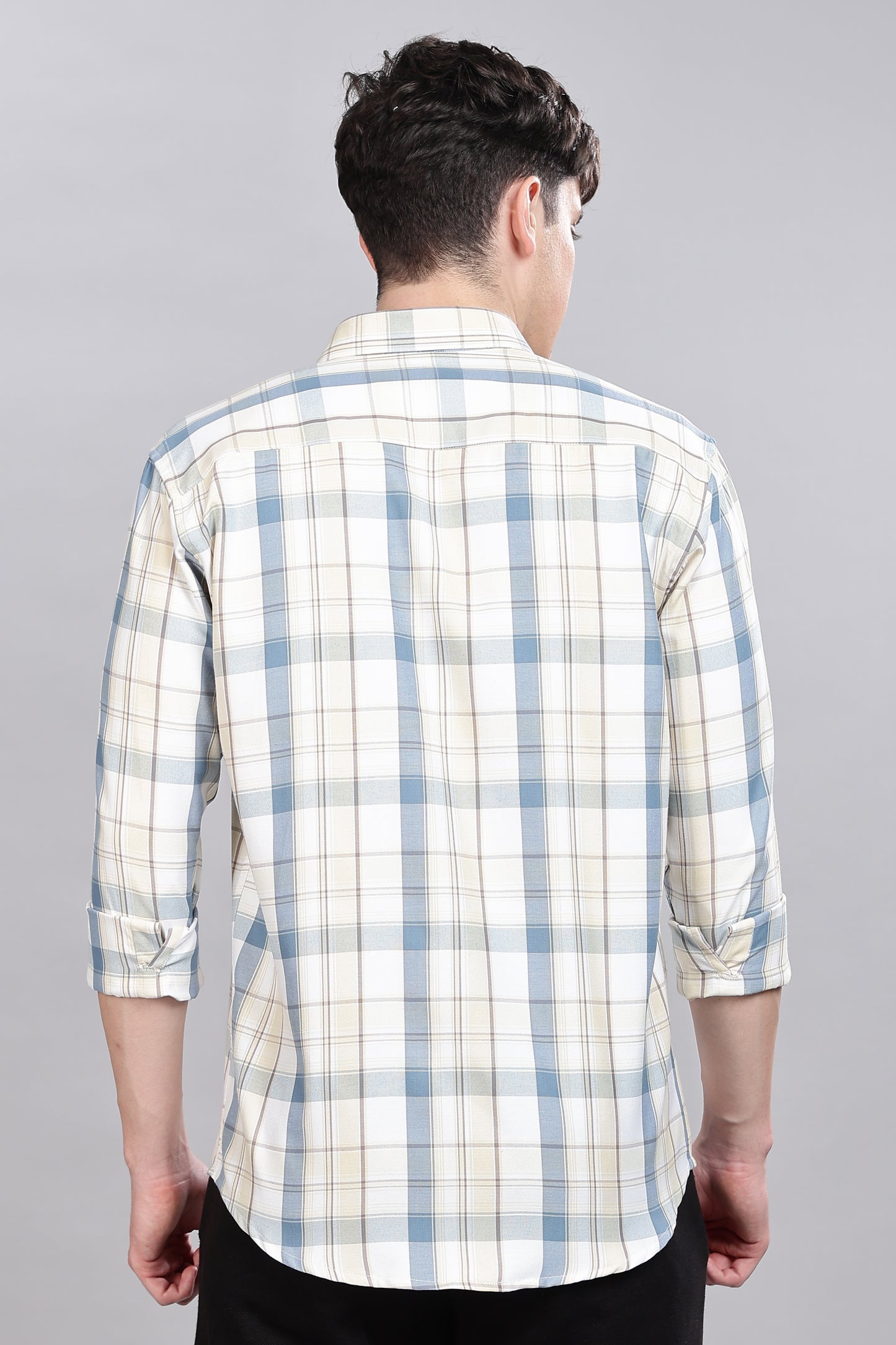 Beige Checks Full Sleeves Shirt