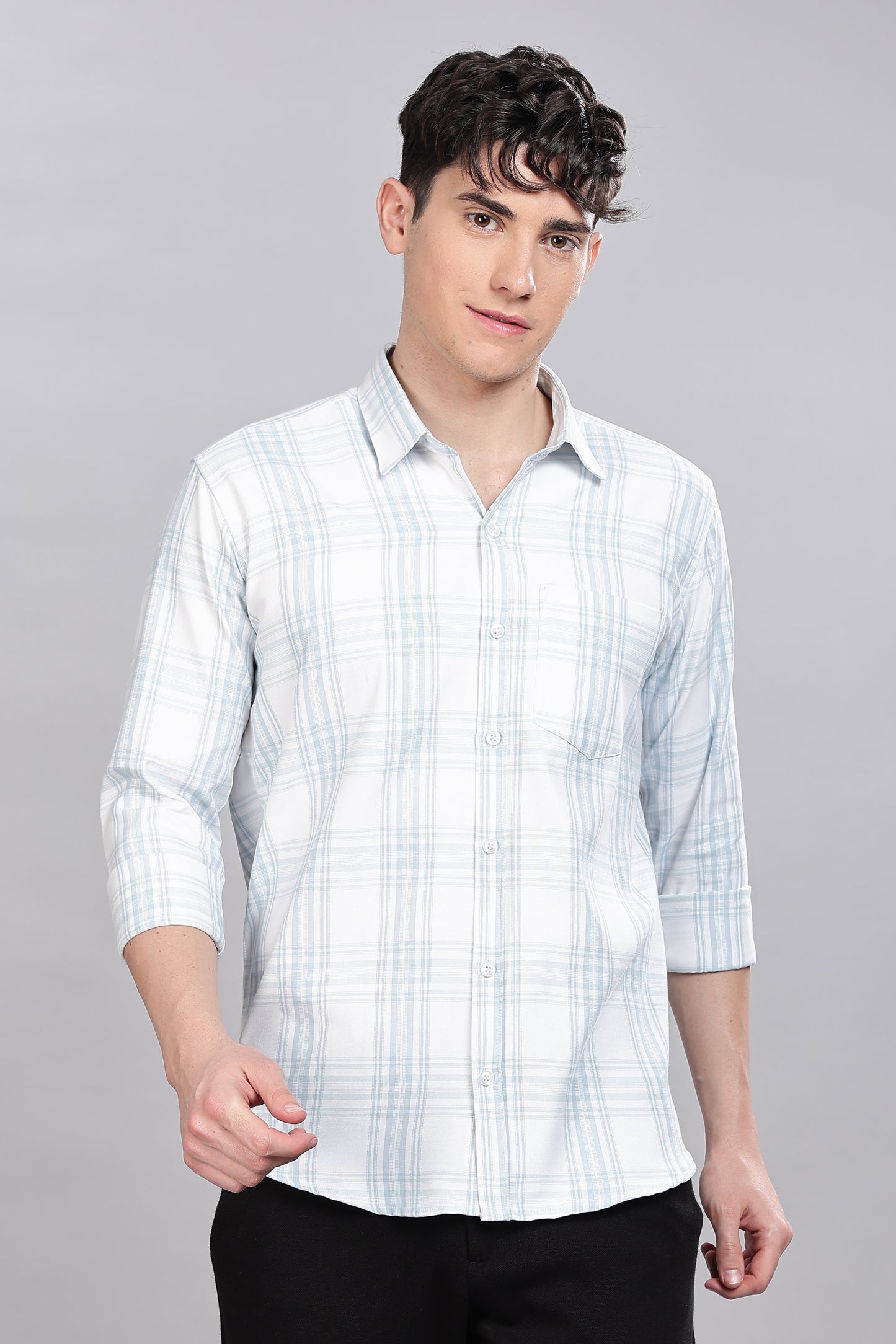 Clear White Checks Full Sleeves Shirt