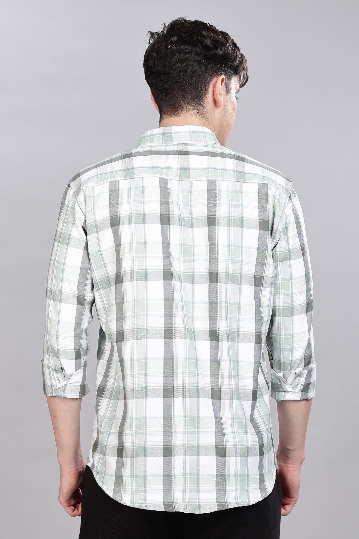 Light Green Checks Full Sleeves Shirt