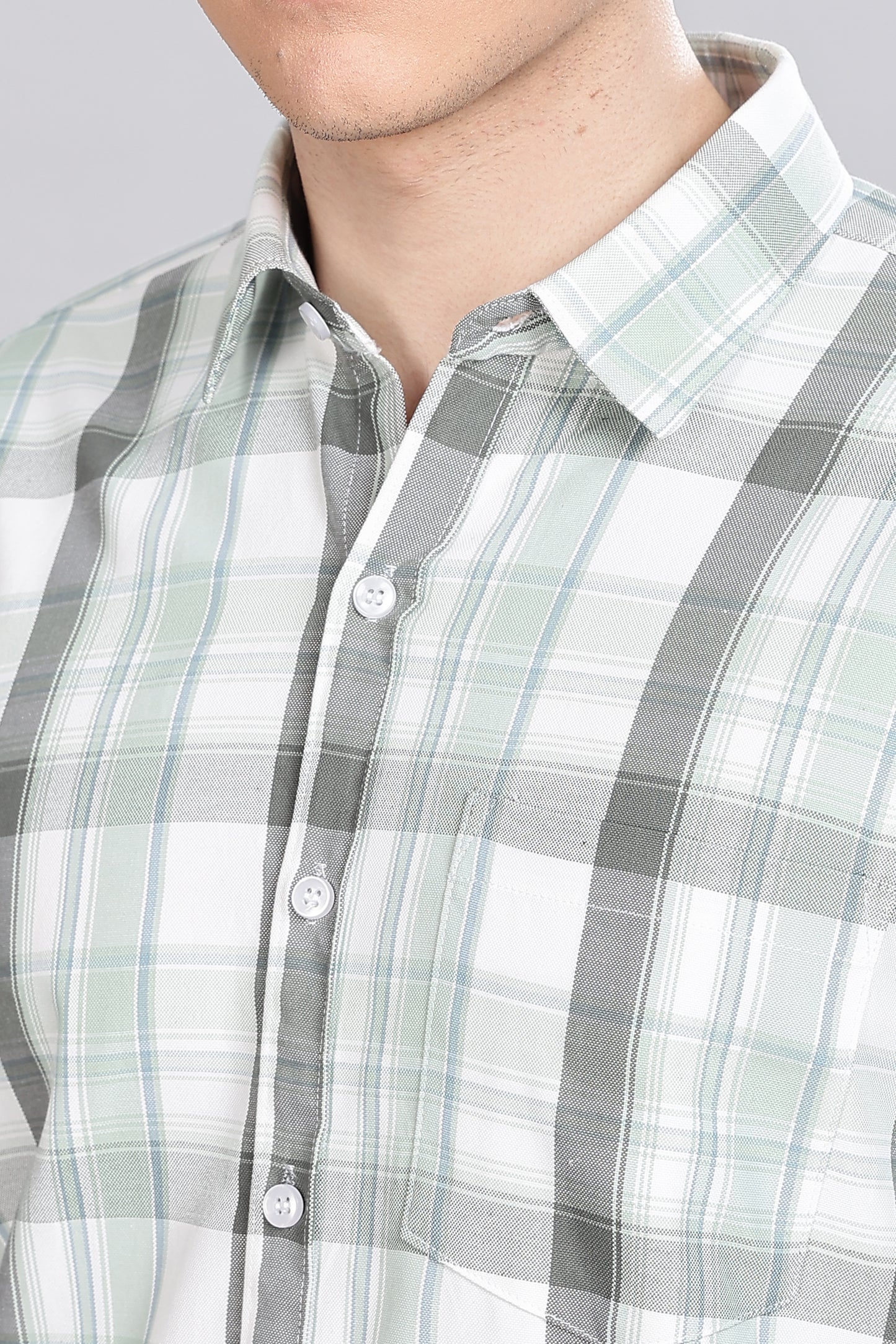 Light Green Checks Full Sleeves Shirt