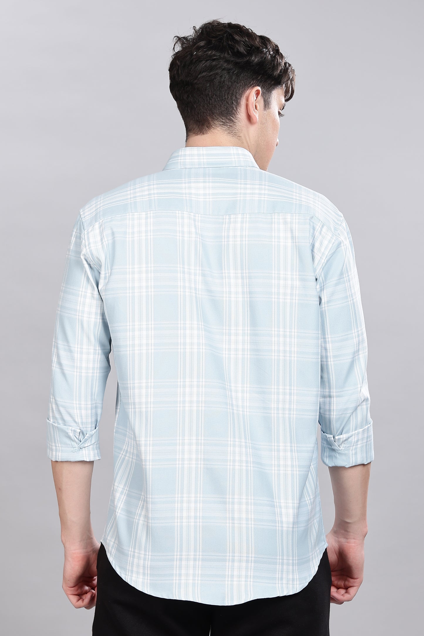 Light Blue Checks Full Sleeves Shirt