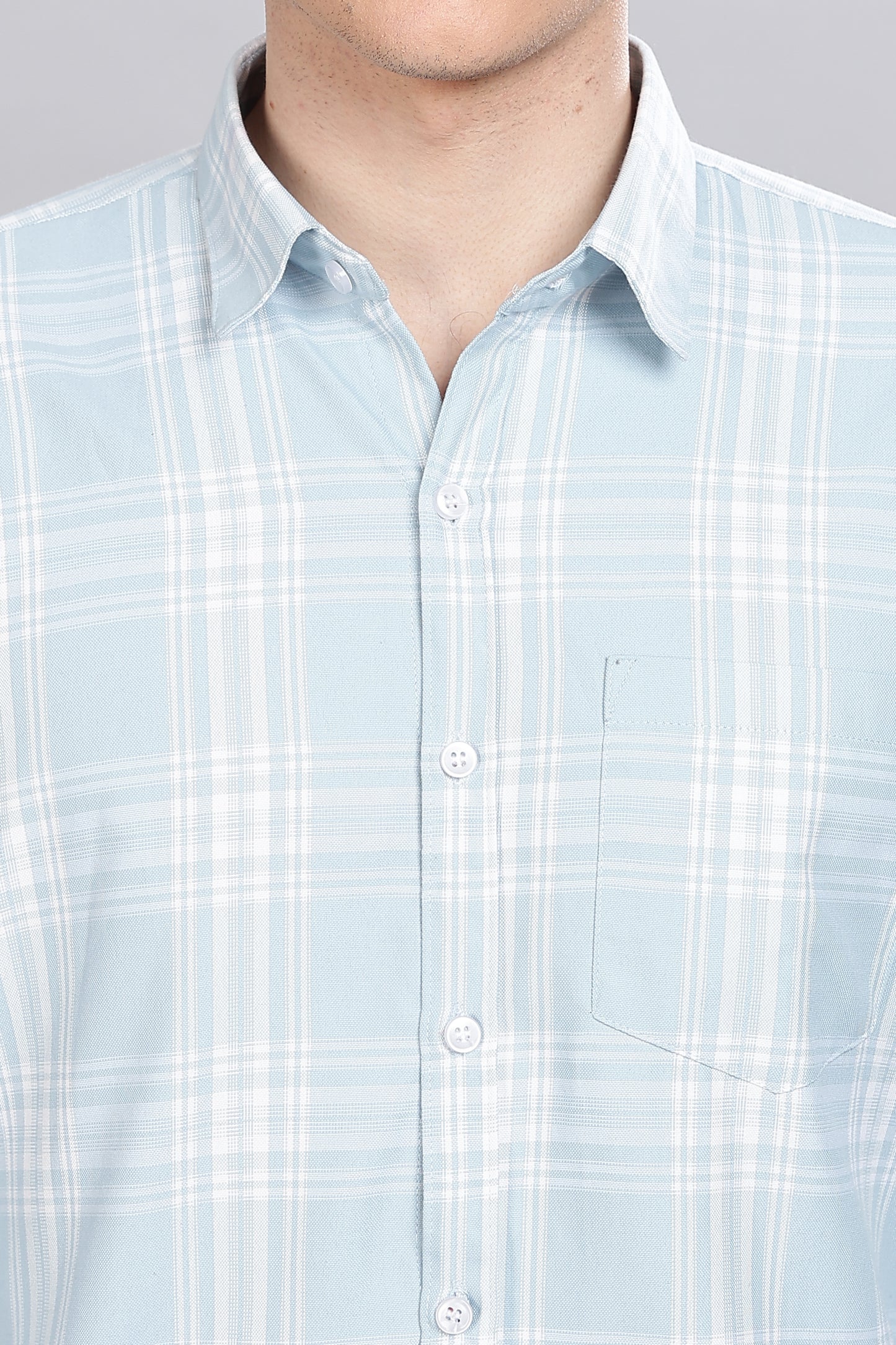 Light Blue Checks Full Sleeves Shirt