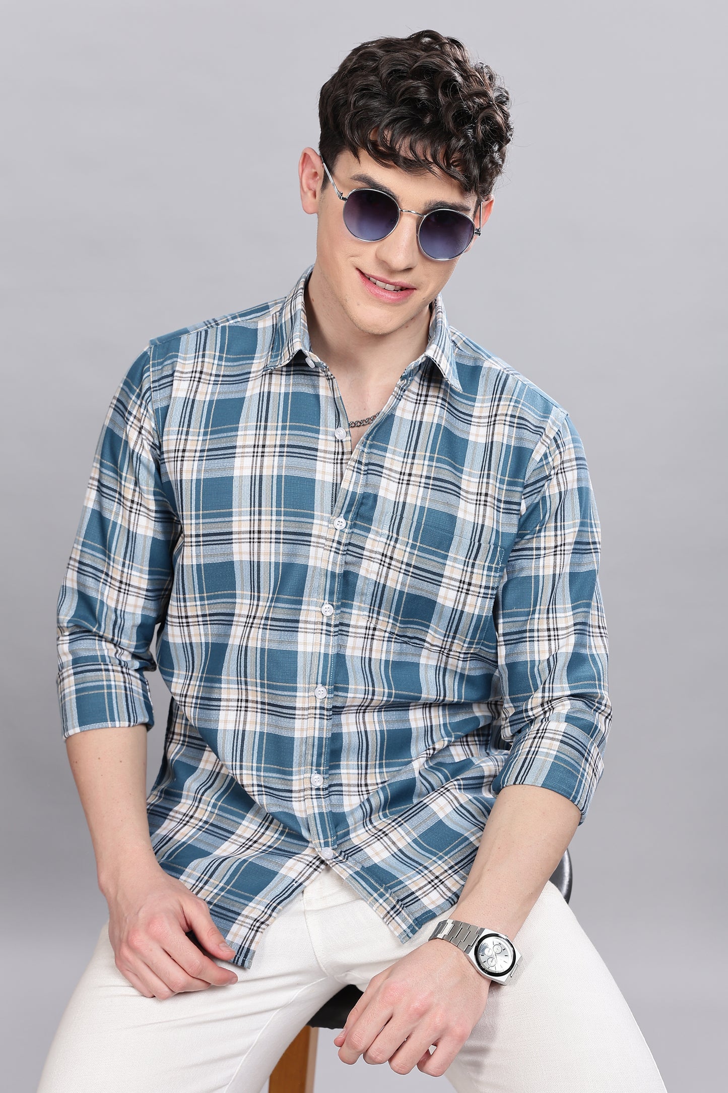 Blue Checks Full Sleeves Shirt