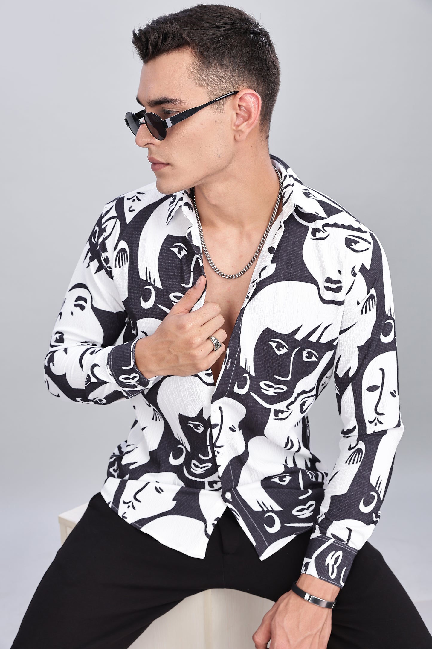 Skull printed White and Black Shirt