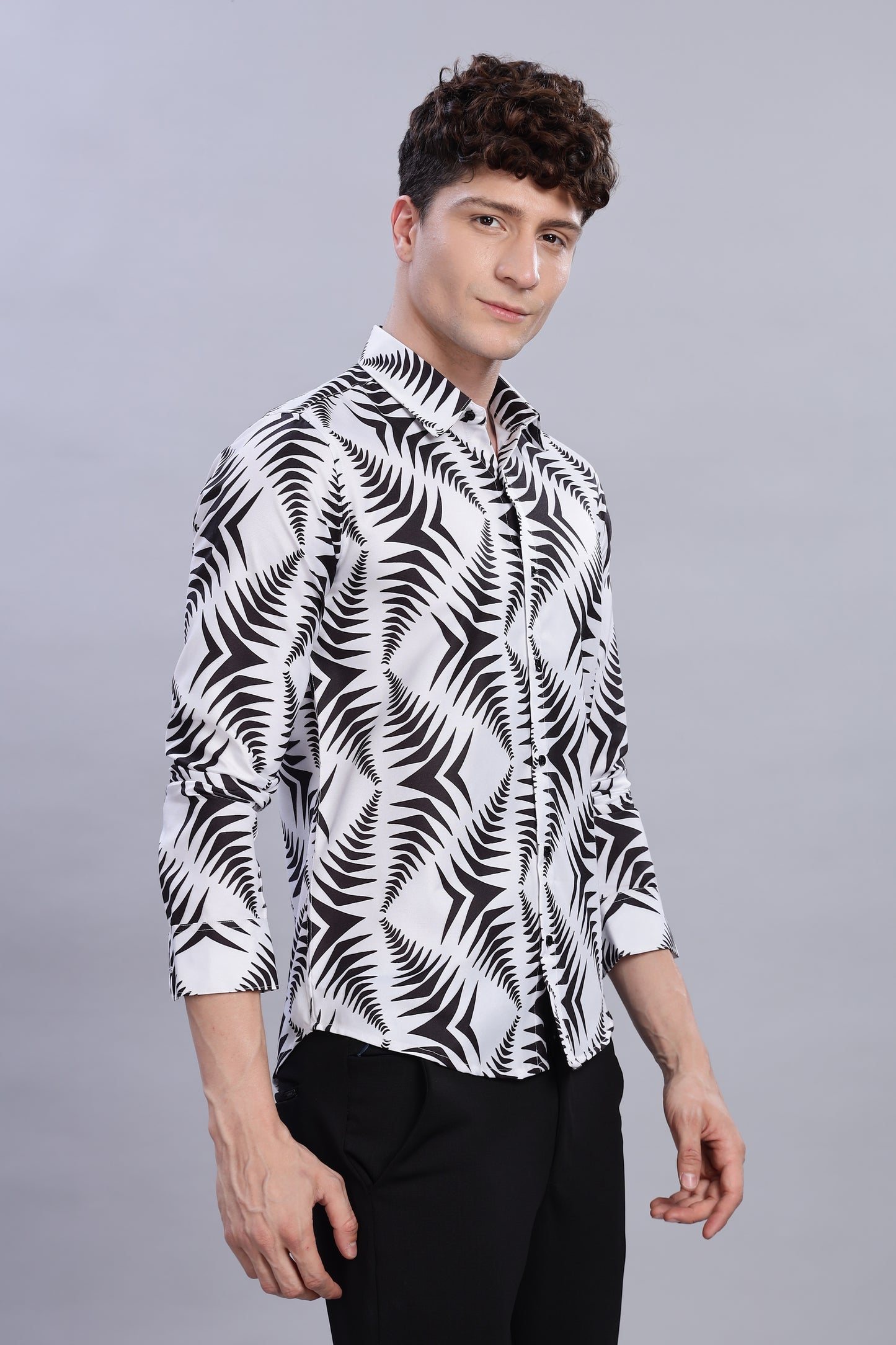 Oxford print Arrow Wave White Shirt (slim fit)