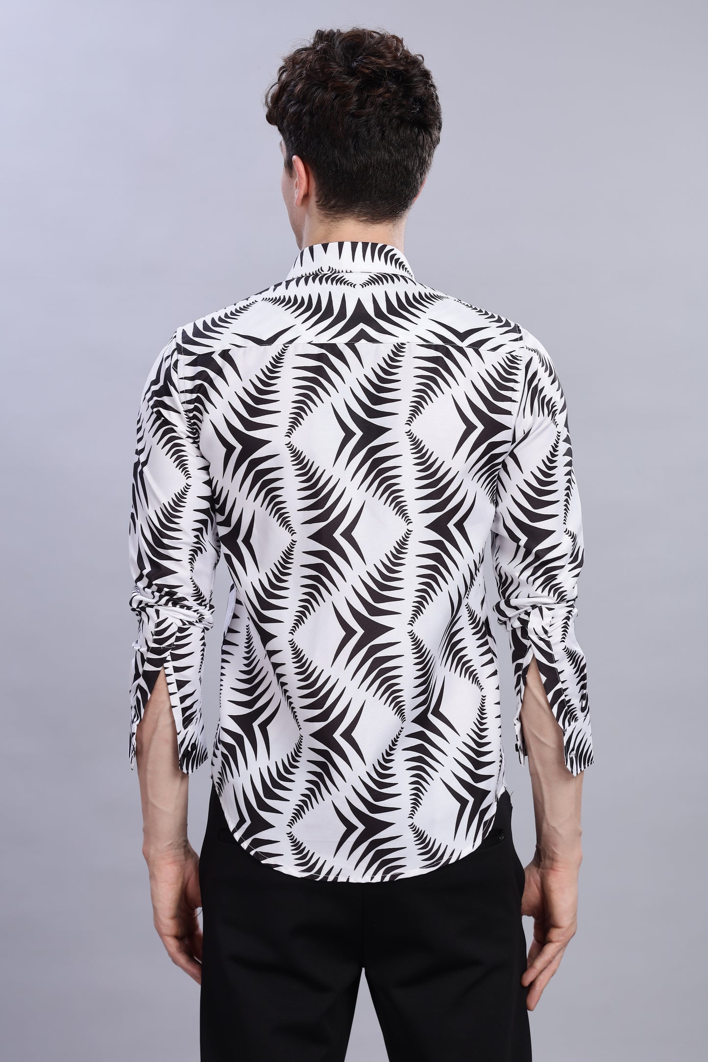 Oxford print Arrow Wave White Shirt (slim fit)